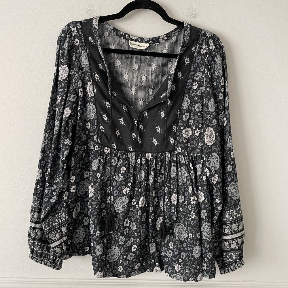 Floral Black and Gray Women's Top